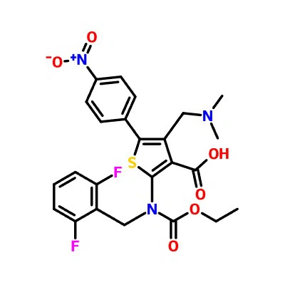CAS:1589503-95-6 | 2-((2,6-Difluorobenzyl)(ethoxycarbonyl)amino)-4-((dimethylamino)methyl)-5-(4-nitrophenyl)thiophene-3-carboxylic Acid